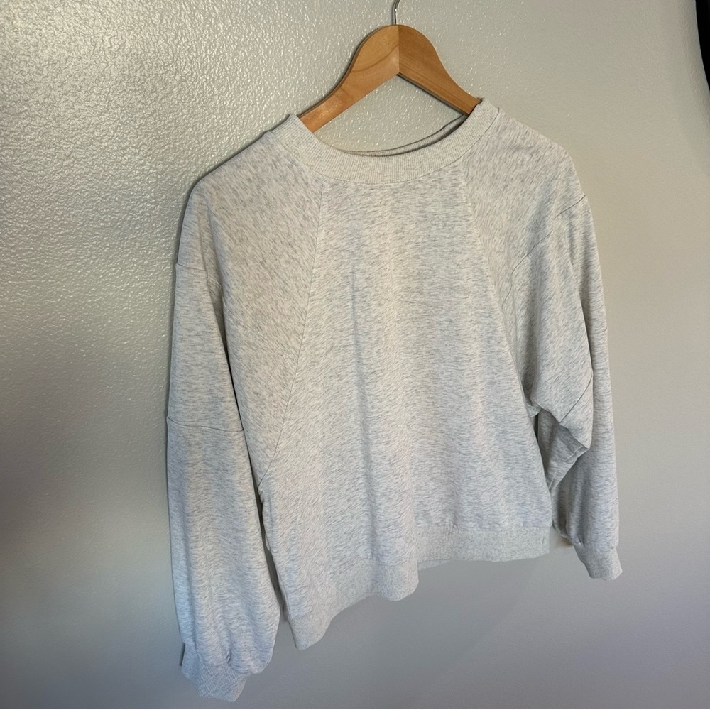 Merokeety Gray Crewneck Sweatshirt Batwing Super Soft Basic Top, M